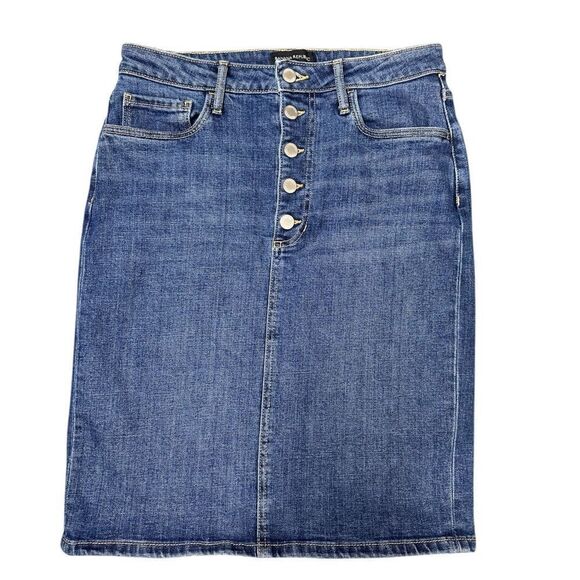 Banana Republic Button Fly Blue Jeans Pencil Skirt Size 8 - Picture 1 of 10